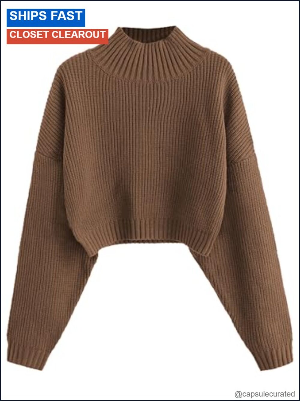 Cropped Turtleneck Sweater Lantern Sleeve Ribbed Knit Pullover Jumper